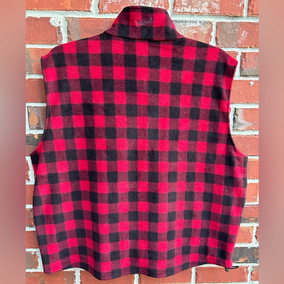 Woolrich Buffalo Plaid Red/Black Fleece Full Zip Up Vest Jacket Mens Sz 2XL C10 - Picture 2 of 6